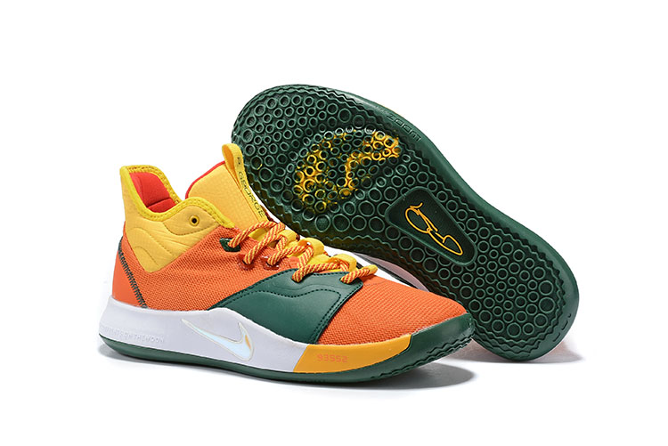 New Nike PG 3 Orange Yellow Green White Shoes